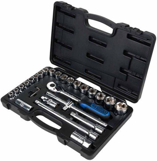 KSTools CHROMEplus ratelsleutel-, doppen- en bit set 28-dlg 918.0728