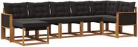 vidaXL - Hoek loungeset - 7 zitplekken - Naturel en zwart - Acacia hout