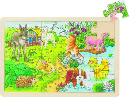 Goki Puzzel Babydieren - Houten Puzzel voor Kinderen - 2+ Jaar
