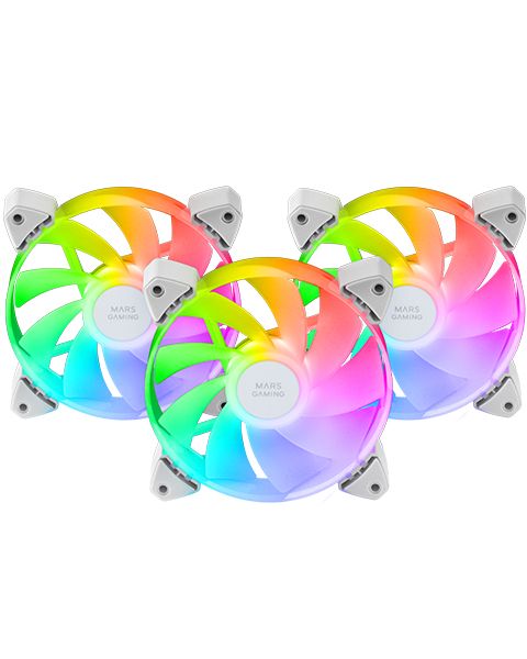 Mars Gaming MF3AR Computer behuizing Ventilator 12 cm Wit 3 stuk(s)