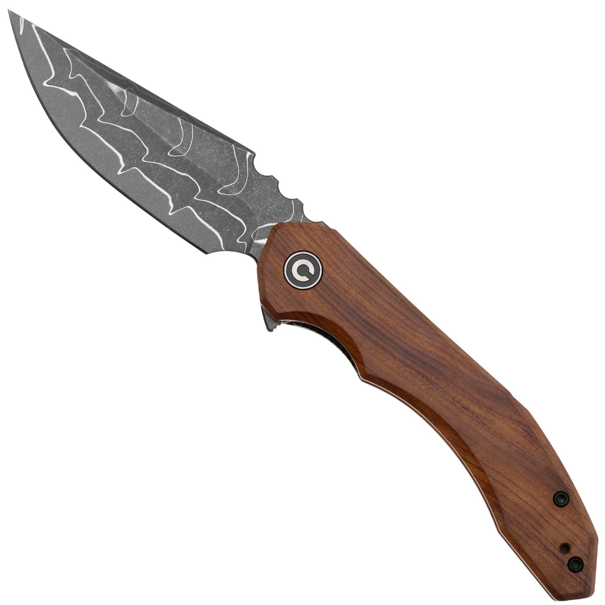 Civivi Bluetick C23050-DS1 Damascus Folding Knife - Cuibourtia Wood Handle