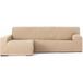 ECOMMERC3 Chaiselong bankovertrek met lange arm links, universeel en veelzijdig - bankovertrek chaise longue, beige, eenvoudig te monteren bescherming voor rugleuning, zitting en armleuningen