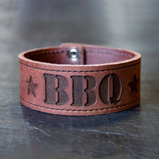 Leren BBQ Armband - Medium - 30mm breed - Bruin - Leer