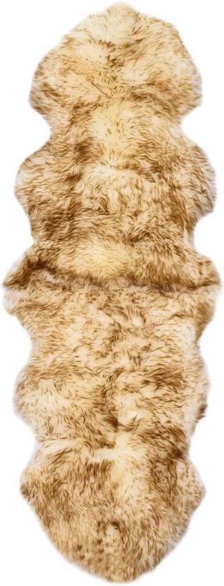 vidaXL Vloerkleed Schapenvacht Gemêleerd Bruin 60x180 cm