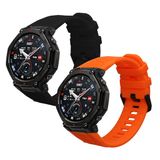 kwmobile 2x horlogebandjes geschikt voor Amazfit T-Rex3 Pro 48mm bandje - Smartwatch bandjes van TPU - Activity tracker horloge band in zwart / oranje