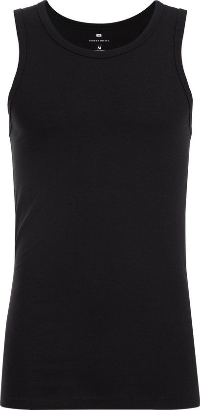 WE Fashion Heren Tanktop met Stretch, Zwart, Maat M, 2-Pack