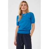 Saint Tropez Gebreide Top Met Plooien - Blauw