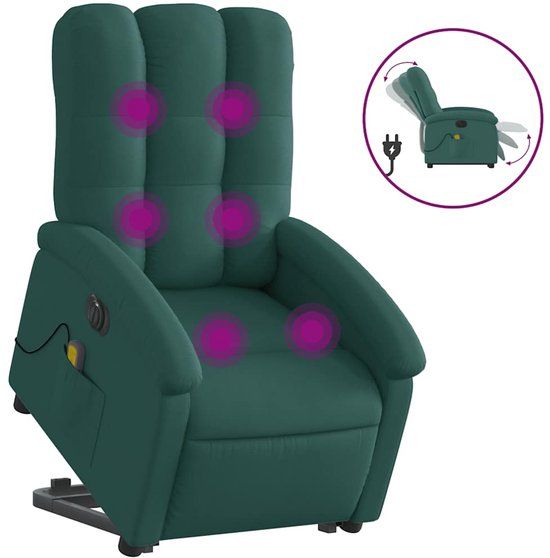vidaXL Sta-op-massagestoel elektrisch verstelbaar stof donkergroen