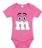Bellatio Decorations Baby rompertje - letter M - roze - kraam cadeau - babyshower - cadeau romper 56