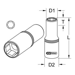 KS Tools 3/8" CLASSIC Inbus Bit - 7/8" - 1 Piece