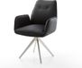 DELIFE Fauteuil Zoa-Flex piètement croisé angulaire acier inoxydable cuir véritable noir noyau à ressorts ensachés