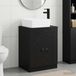 Maison Exclusive - Ensemble de meubles de salle de bain en bois stratifié imitation chêne noir