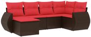 vidaXL Ensemble de banc de jardin 6 pièces avec coussins, polyrotin marron