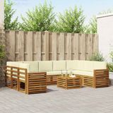 vidaXL - Bank loungeset - 9 zitplaatsen - Acacia hout - Naturel en crème
