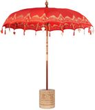 vidaXL Balinese parasol met voet Rood 215 x 215 x 260 cm Katoen