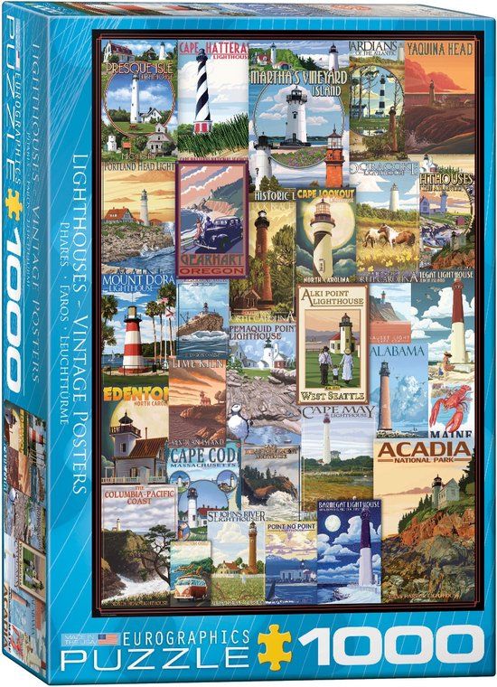 Eurographics Lighthouses Vintage Posters Puzzle - 1000 Pieces