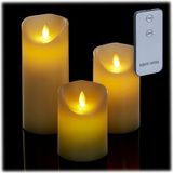 Merkloos Relaxdays LED kaarsen - set van 3 - timer - flikkerende vlam - afstandsbediening - elektrisch