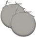 Stof Textile Home coussins de chaise - 2x - gris clair - D40 x H3 cm - pour intérieur - fermeture à cordons - coussins d'assise plats - ronds