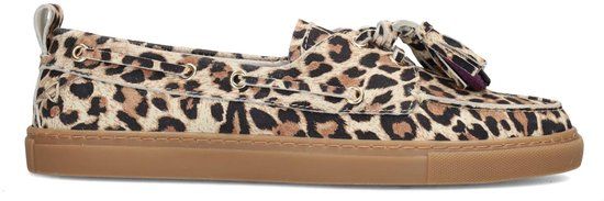 PS Poelman SILK Dames Loafers - Beige met dierenprint