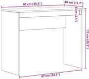 vidaXL Bureau Zwart Eiken 90x40x72 cm Bewerkt Hout