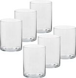 Trend Candles Theelichthouder - 6x - transparent - verre - haut modèle - 5,5 x 6,5 cm