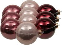Othmar Decorations Bv 12x stuks kerstversiering kerstballen roze tinten van glas - 10 cm - mat/glans - Kerstboomversiering