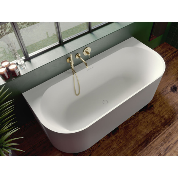 RIHO Essence half vrijstaand ligbad 180x80x56cm solid surface mat wit BS72005