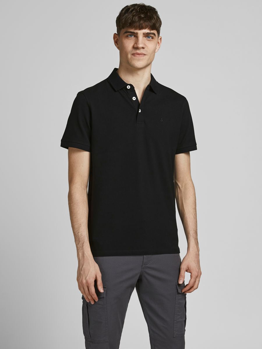 Jack & Jones Essentials Slim Fit Polo - Black - Cotton - Size S