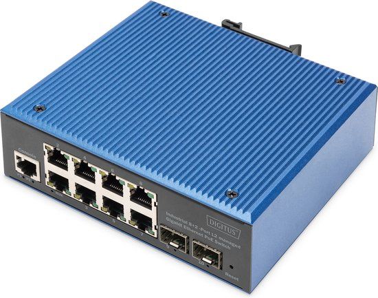 Digitus 8+2P Industrial Gigabit Ethernet PoE Switch L2 managed - Black/Blue
