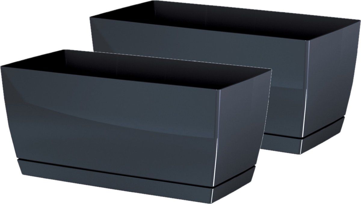 Prosperplast Set van 2 plantenpotten antraciet grijs 40 x 19 x 18 cm