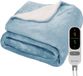 Auronic Couverture chauffante électrique - 180 x 130 cm - 1 personne - Polaire Sherpa - Bleu clair