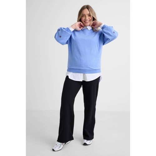 GREAT LOOKS sweater met borduursels blauw
