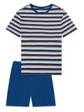 SCHIESSER Shortama Jongens Pyjama Gestreept Turquoise Katoen Maat 176