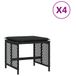 VidaXL Tuinkrukken 4 st met kussens 41x41x36 cm poly rattan zwart