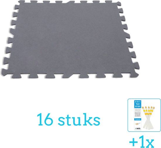 Intex Zwembadtegels - 50x50 cm - Grijs - 16 stuks - Voordeelverpakking - Incl. Teststrips