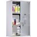 Armoire murale en acier inoxydable 3 étagères avec porte en verre verrouillable et 2 clés