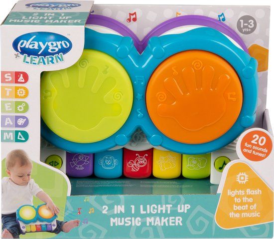 Playgro 2 in 1 Muziekmaker Djembe - Muziekinstrument - Multi