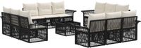 vidaXL Tuinbank - Set - 12 zitplekken - Zwart - Polyrattan