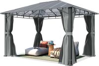 TOOLPORT Tuinpaviljoen 3x4 m, aluminium, polycarbonaat dak ca. 8 mm, grijs - met zijwanden en muggennetten