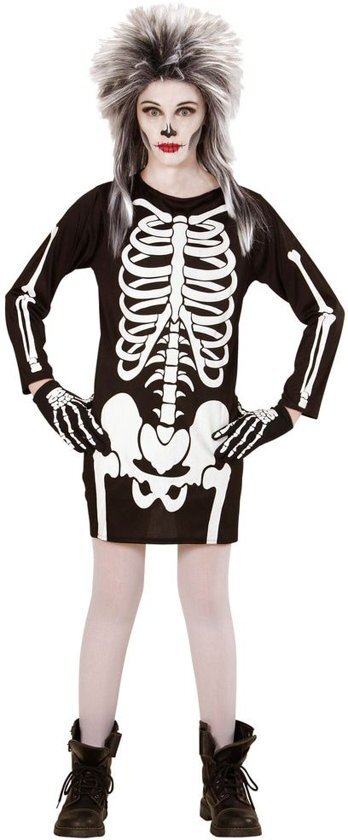 - Spook & Skelet Kostuum Korte Jurk Skelet Kind Meisje Maat 158 Halloween Verkleedkleding