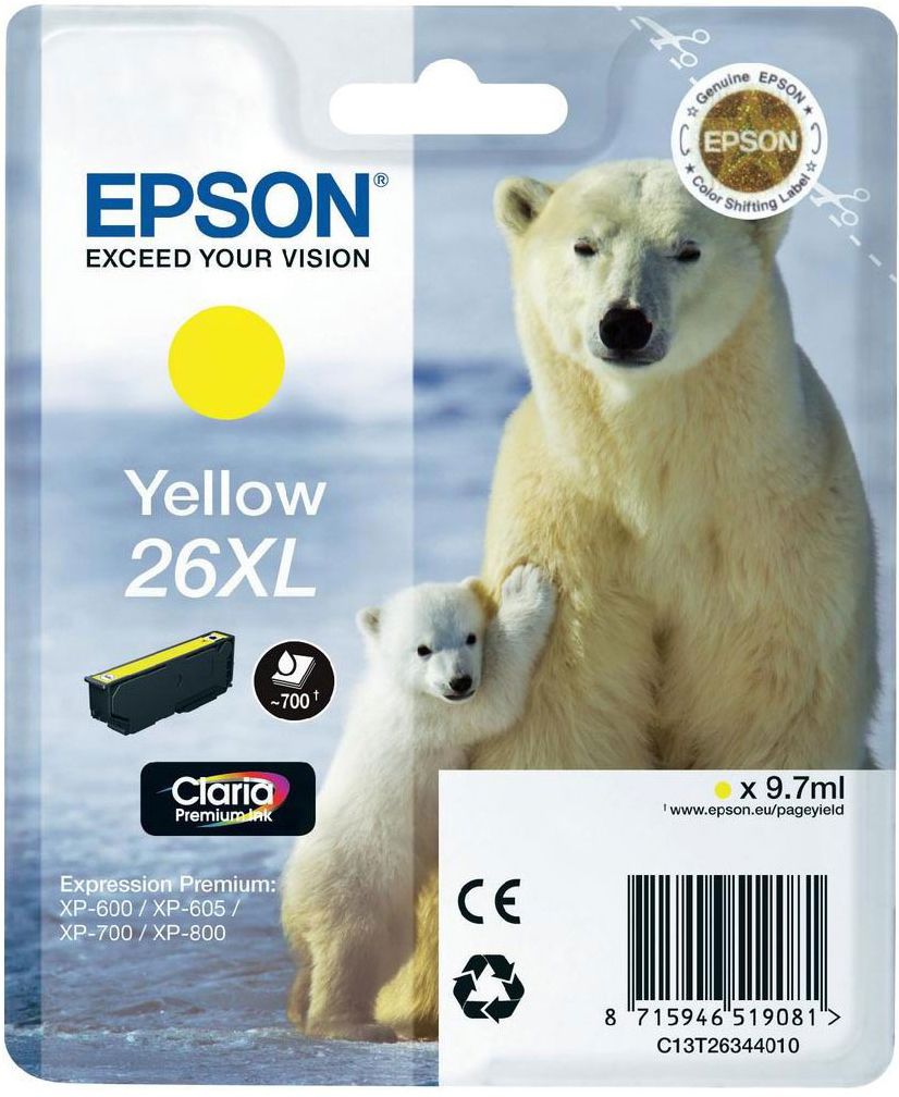 Epson 26XL Yellow Ink Cartridge - C13T26344010 - High Capacity
