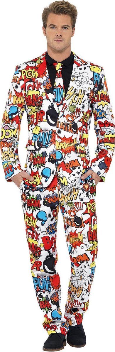Smiffys Comic Strip Suit - Multicolor - Polyester - Adult Costume
