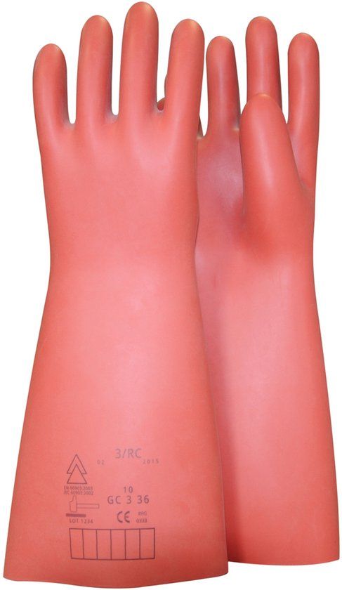 KS Tools Elektrische beschermende handschoen met mechanische en warmtebescherming, maat 10, klasse 0 [1000 V], rood, Latex, Rood