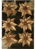 Gerimport Kerstboom bloemen op clip - 6x stuks - goud - kunststof