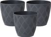 Form Plastic Plantenpot/bloempot New Age - 3x - kunststof - antraciet - D13 x H12 cm - met opvang schotel - rond