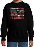 Bellatio Decorations Kersttrui/Sweater voor Kinderen - Rudolf Rendier Lied - Zwart - 134/146