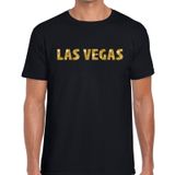Bellatio Decorations Las Vegas gouden glitter tekst t-shirt zwart heren XL