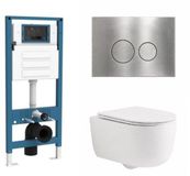 QeramiQ Dely Swirl Toiletset - Hangend toilet - Inbouwreservoir - Zonder spoelrand - Diepspoel - PK - Dual flush - Soft-close zitting - Mat wit