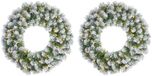 Mica Decorations Black Bos Kerstkrans - Set van 2 - 60 cm - Groen - Met Verlichting en Sneeuw