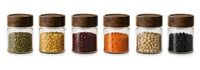 Mutfio Space Kruidenpotjesset 6 stuks 160 ml 6,5 x 8 cm Acaciahout